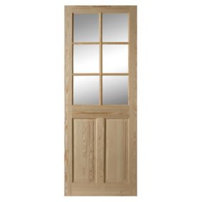 Geom 6 panel Glazed Internal Door, (H)1981mm (W)762mm (T)35mm