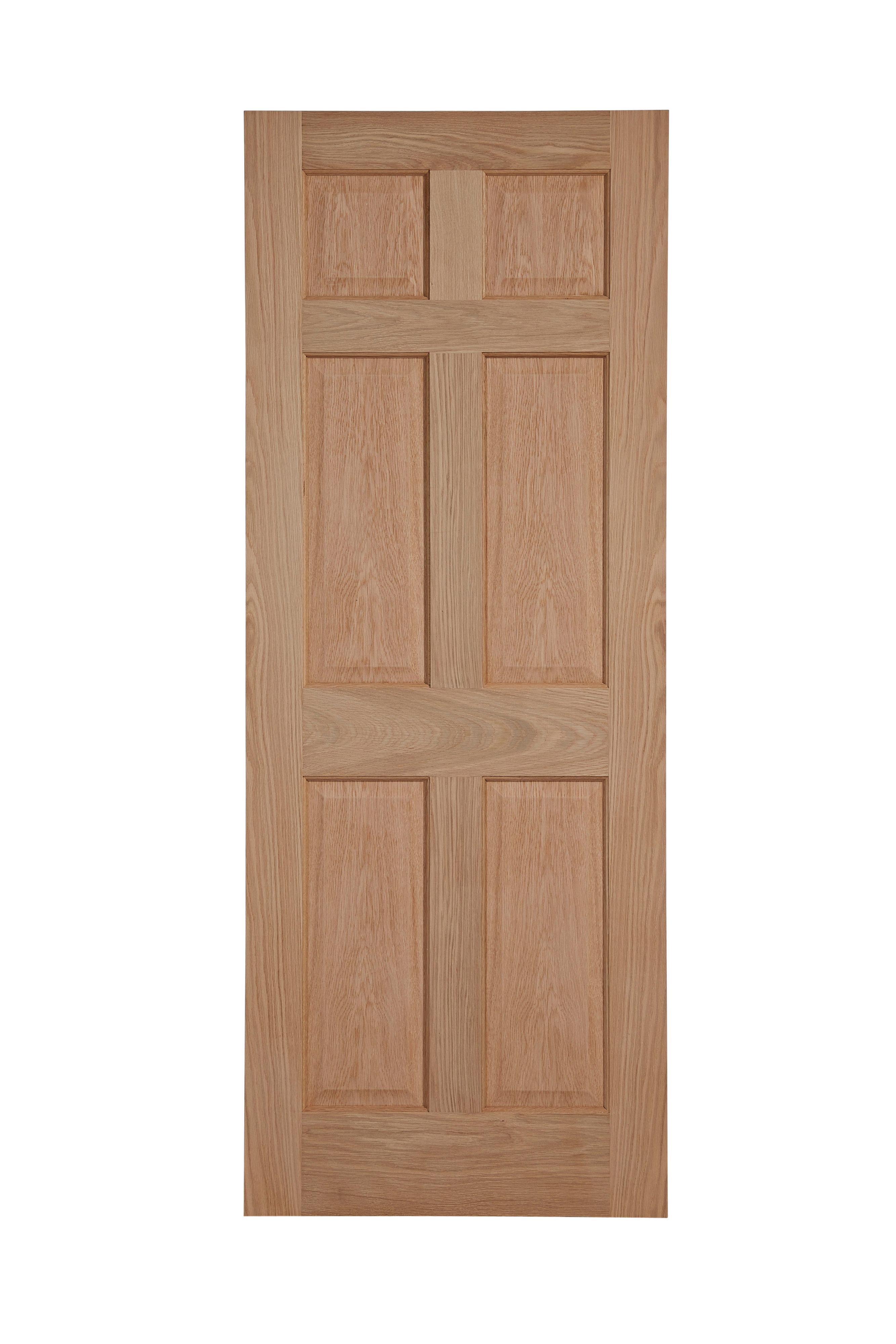 Geom 6 panel Unglazed Oak veneer Internal Door, (H)2040mm (W)826mm (T)40mm