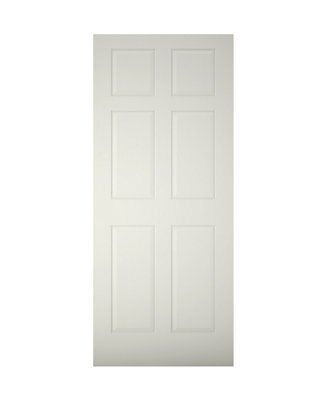 Geom 6 panel Unglazed Primed White External Front door, (H)1981mm (W)838mm