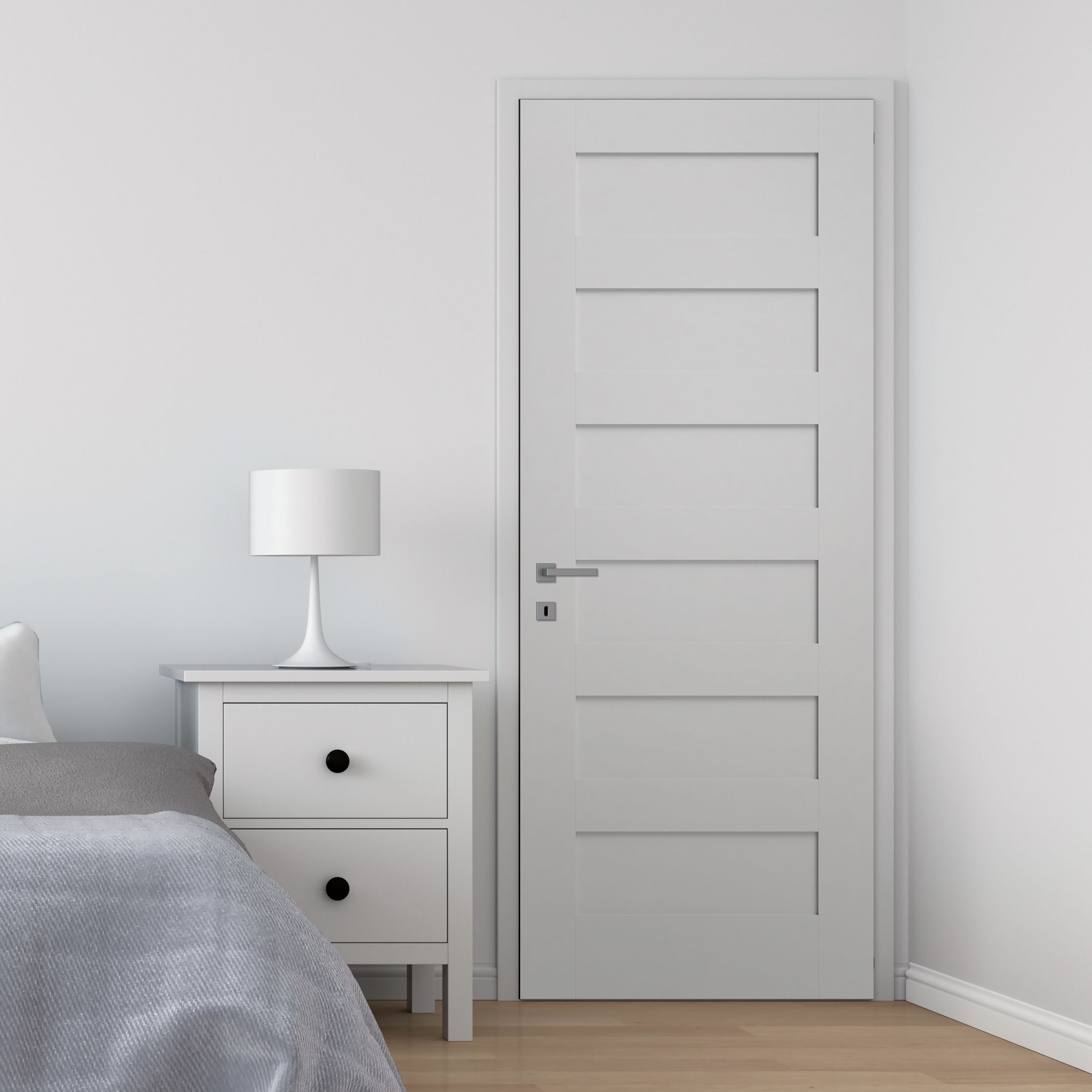 Geom 6 panel Unglazed Shaker White Internal Door, (H)1981mm (W)686mm (T)35mm