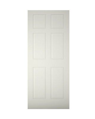 Geom 6 panel Unglazed White External Front door, (H)1981mm (W)762mm