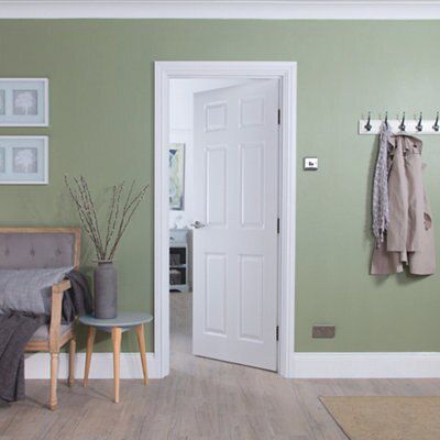 Geom 6 panel Unglazed White Internal Door, (H)1981mm (W)711mm (T)44mm