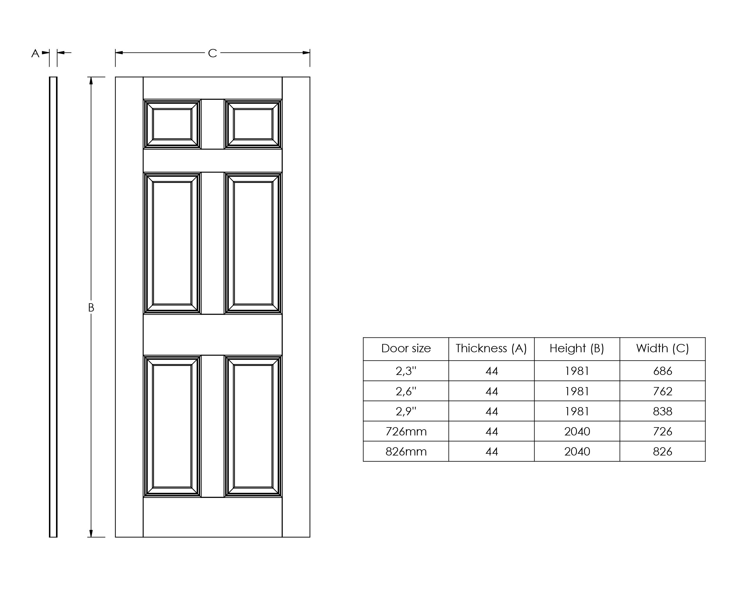 Geom 6 panel Unglazed White Woodgrain effect Internal Fire door, (H)1981mm (W)686mm (T)44mm