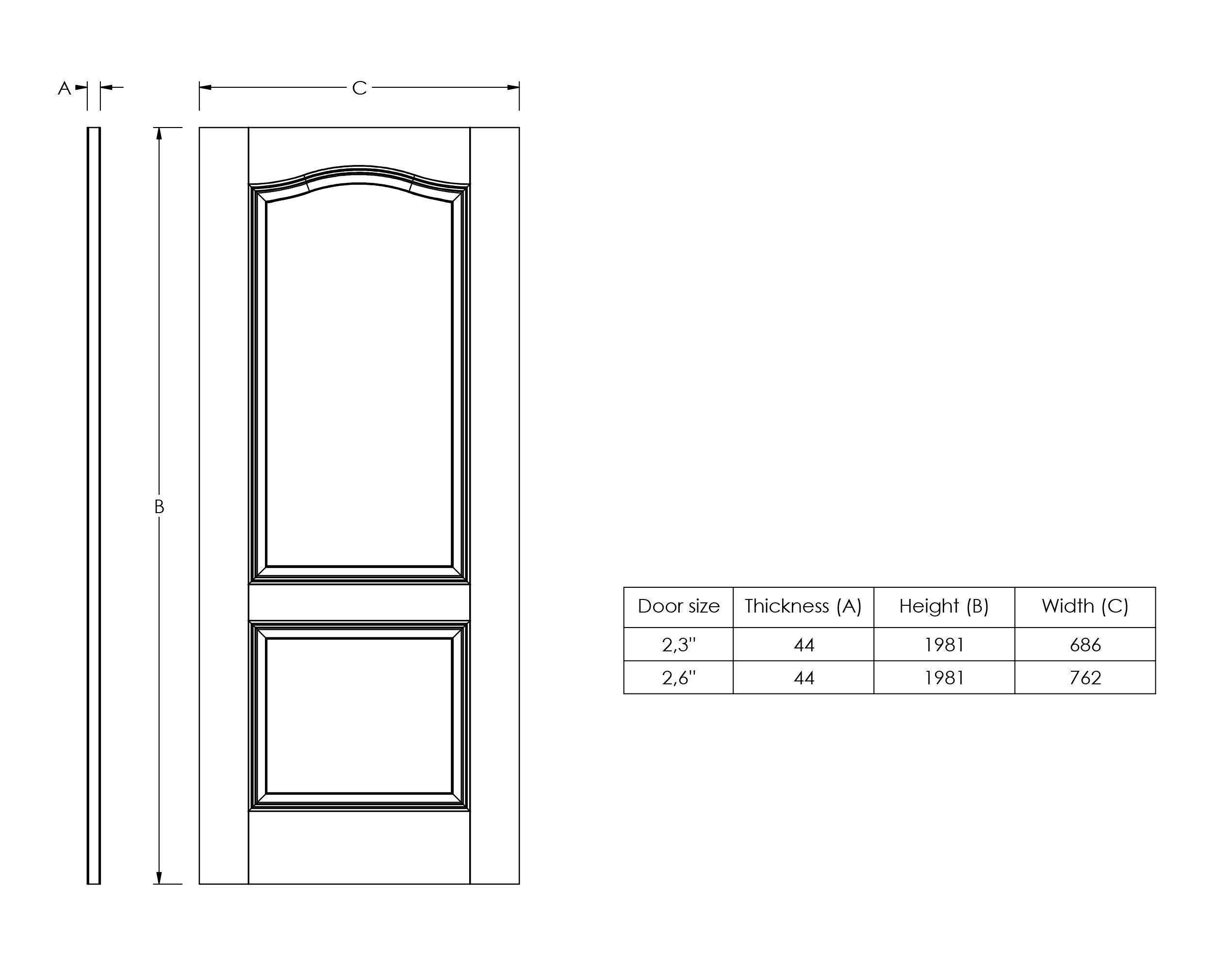 Geom Arched 2 panel Unglazed White Woodgrain effect Internal Fire door, (H)1981mm (W)762mm (T)44mm