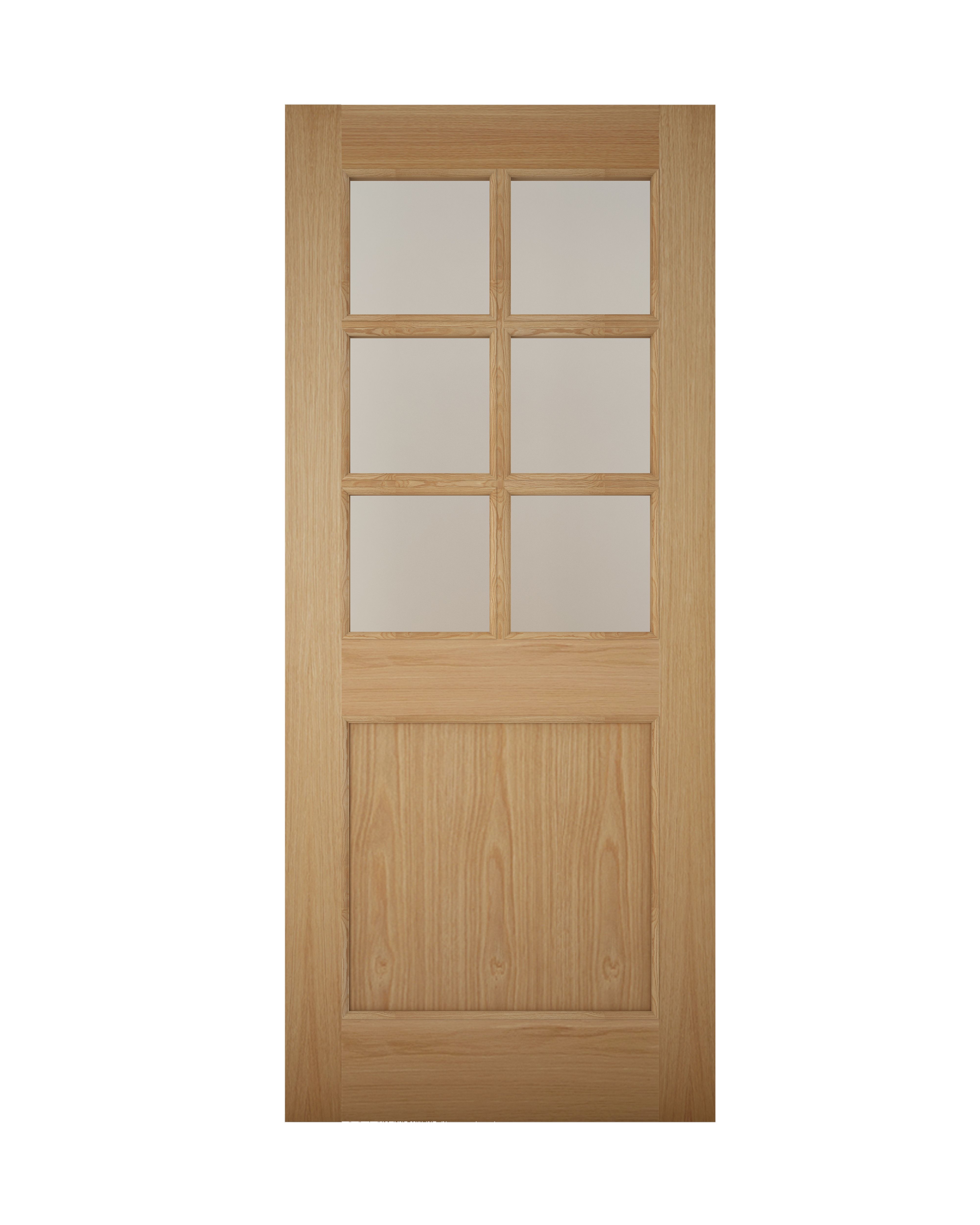 Geom Clear Glazed Wooden White oak veneer External Back door, (H)1981mm