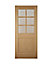 Geom Clear Glazed Wooden White oak veneer External Back door, (H)1981mm (W)838mm