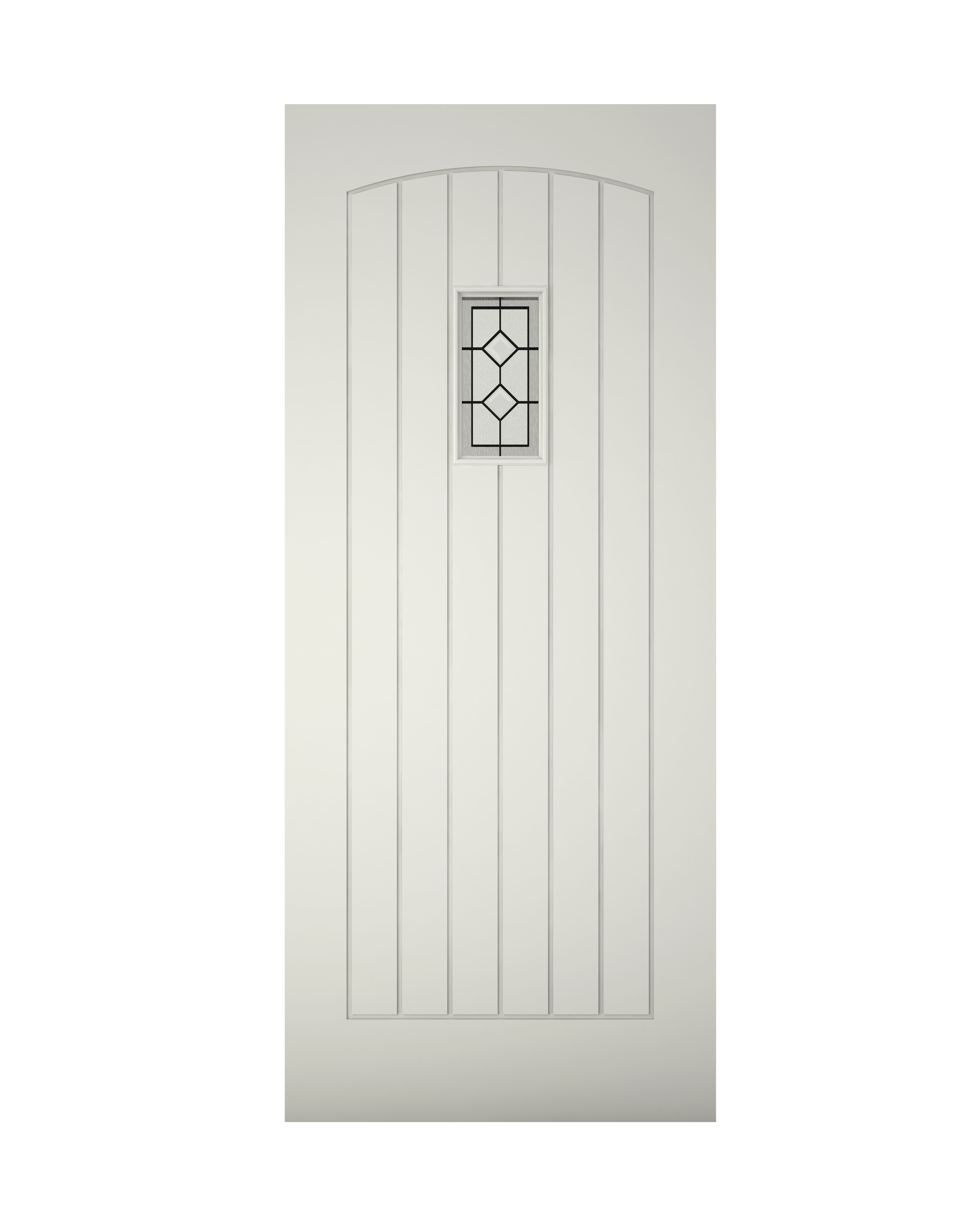 Geom Diamond bevel Leaded Glazed Cottage White Wooden External Front door, (H)1981mm (W)762mm