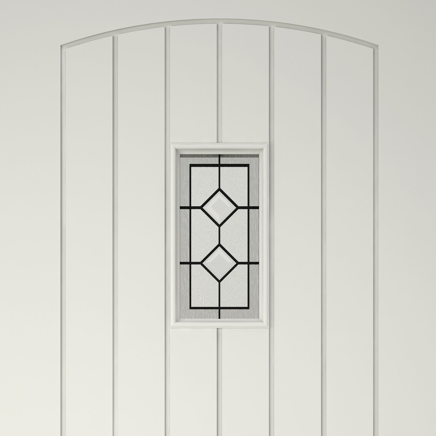 Geom Diamond bevel Leaded Glazed Cottage White Wooden External Front door, (H)1981mm (W)762mm