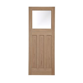 Geom Glazed Oak veneer Internal Door, (H)1981mm (W)686mm (T)35mm
