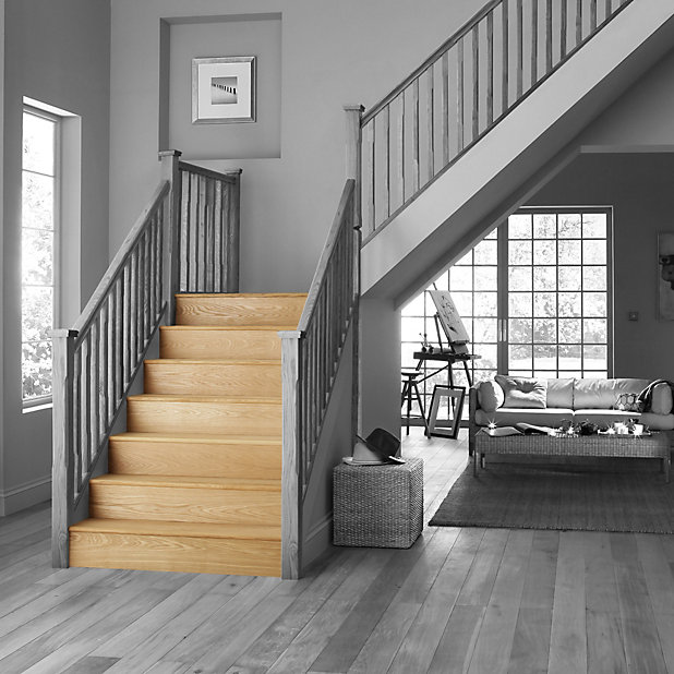 Geom Oak Veneer Tread Kit Diy At B Q, Laminate Flooring Staircase Kit
