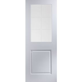 Geom Painted 2 panel 6 Lite Clear Glazed Contemporary White Internal Door, (H)1981mm (W)762mm (T)35mm