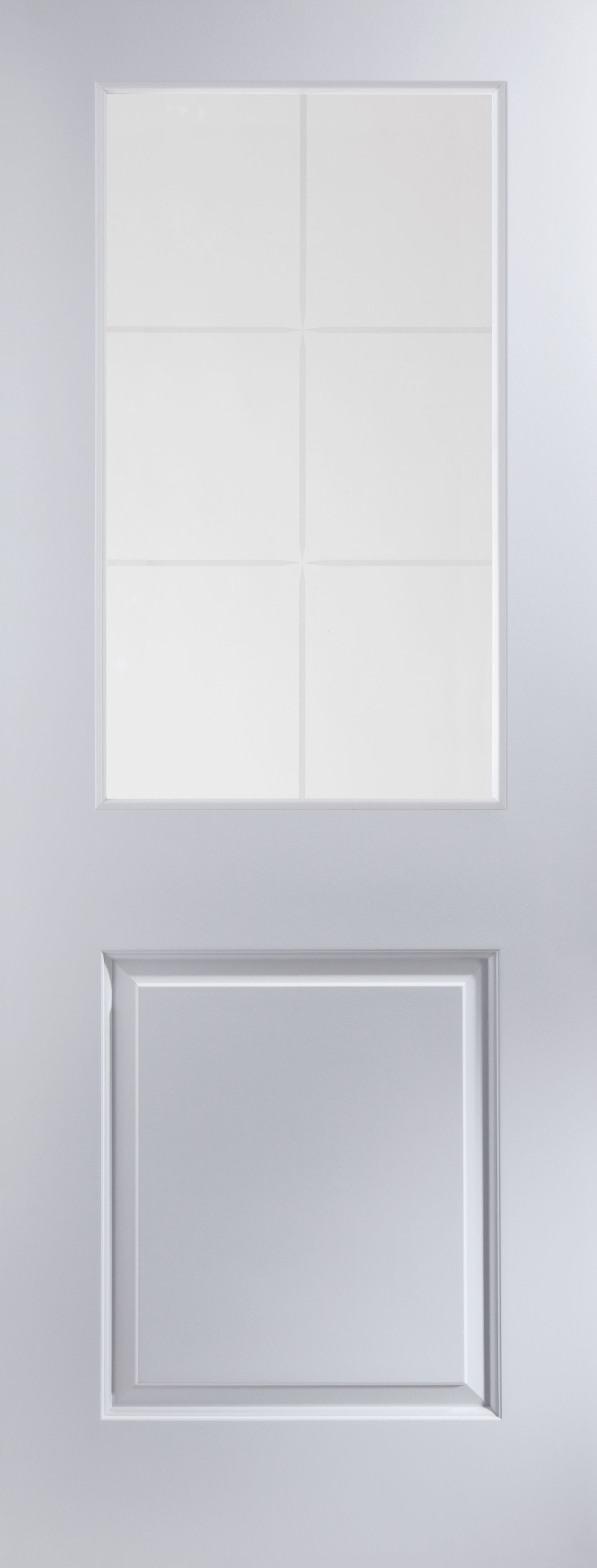 Geom Painted 2 panel Clear Glazed Contemporary White Internal Door, (H)1981mm (W)762mm (T)35mm