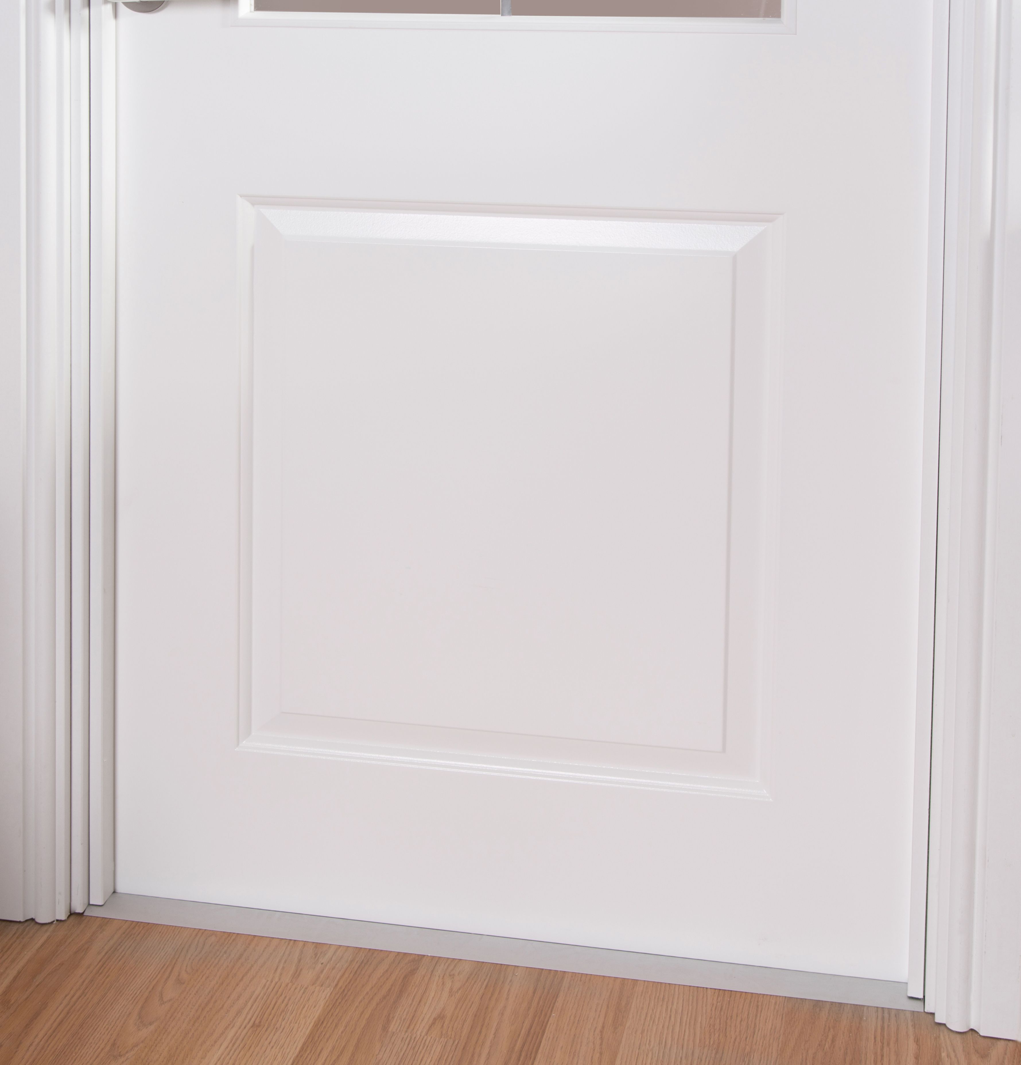 Geom Painted 2 panel Clear Glazed Contemporary White Internal Door, (H)1981mm (W)762mm (T)35mm