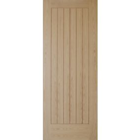 Geom Unglazed Cottage Oak White oak veneer Internal Timber Door, (H)2040mm (W)826mm (T)40mm