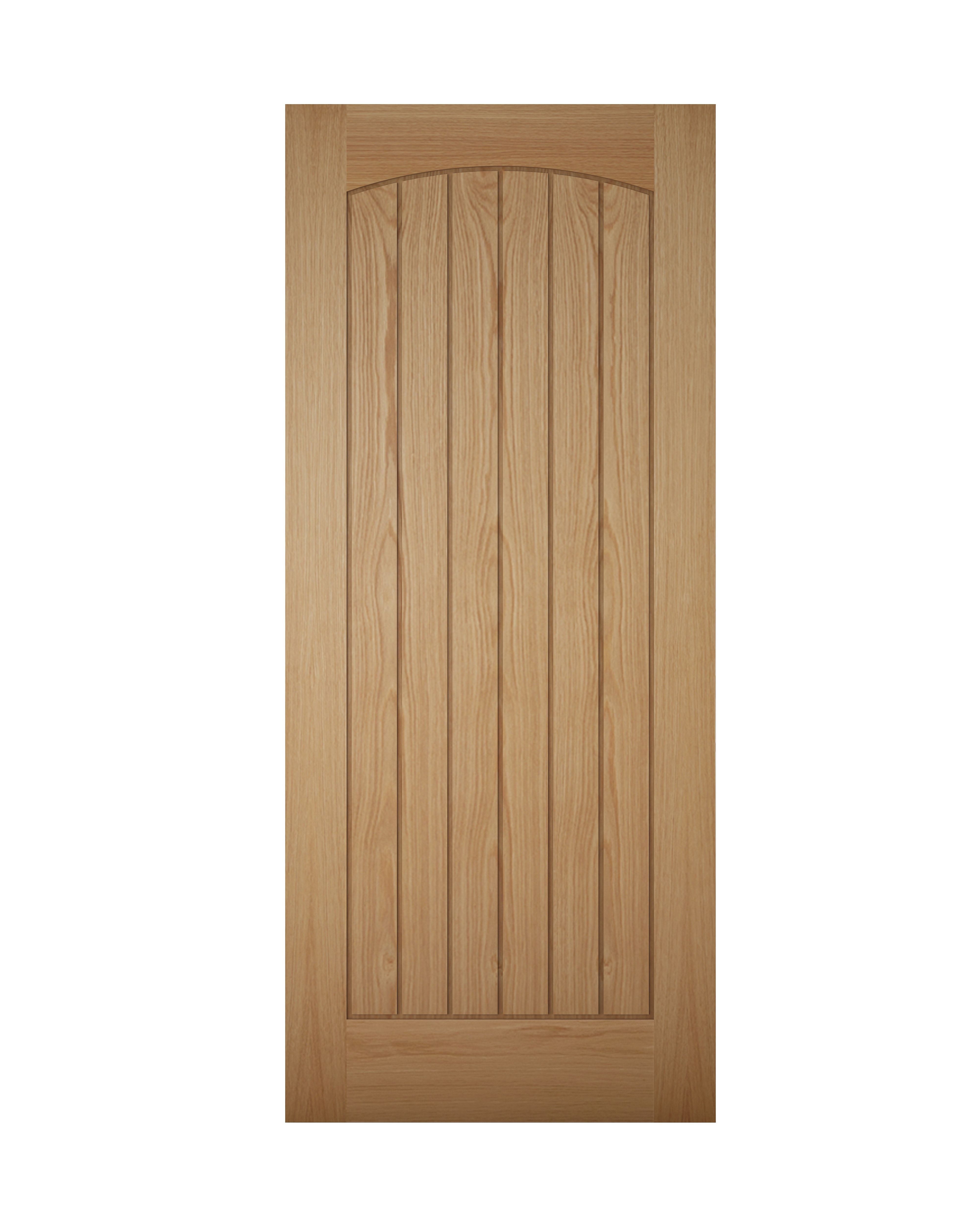 Geom Unglazed Cottage Wooden White oak veneer External Front door, (H)1981mm (W)838mm