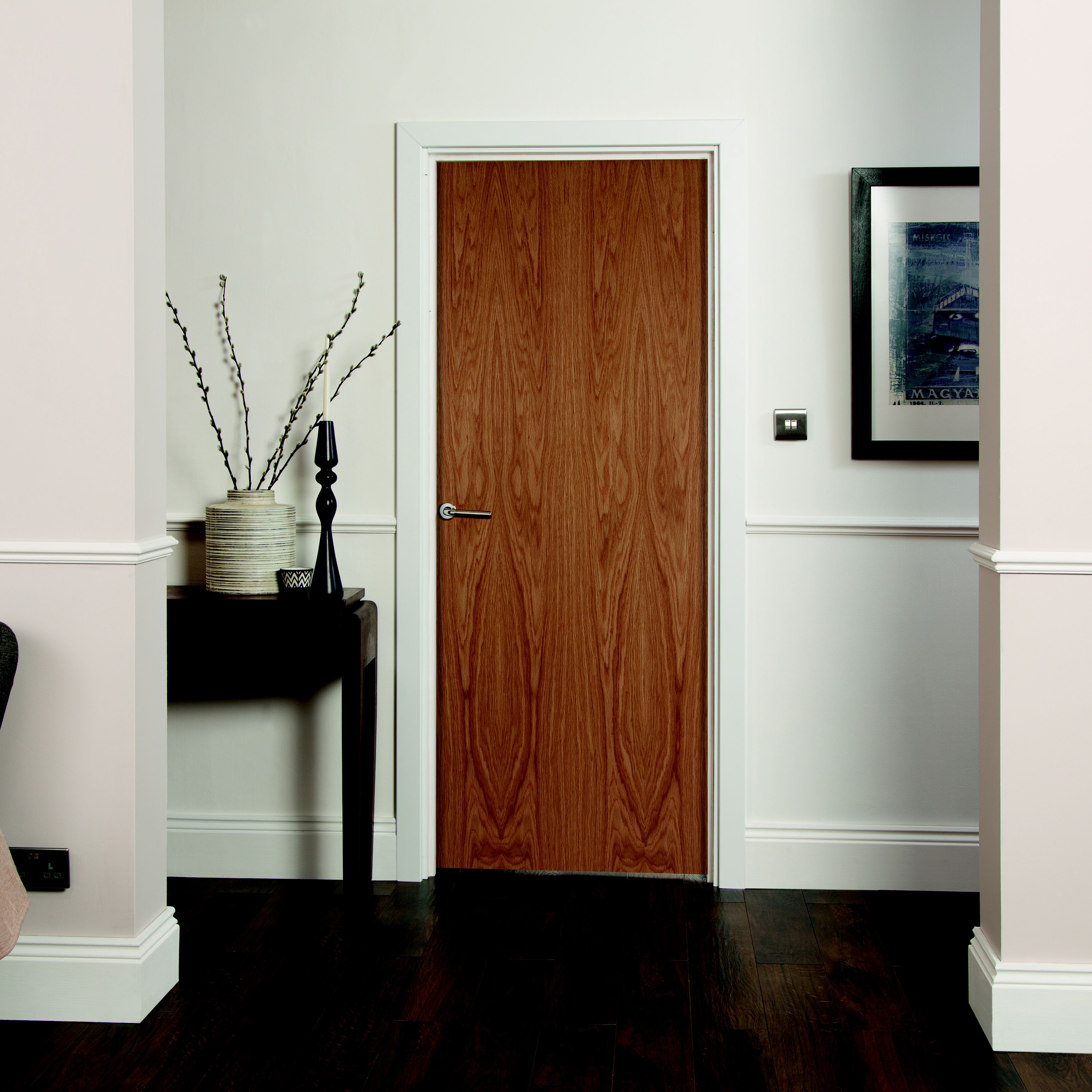 Geom Unglazed Flush Oak veneer Internal Fire door, (H)1981mm (W)838mm (T)44mm