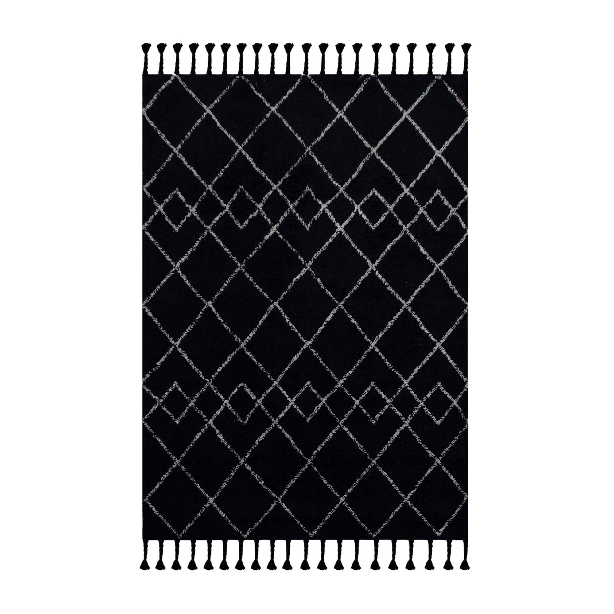 Geometric Black & white Rug 170cmx120cm DIY at B&Q