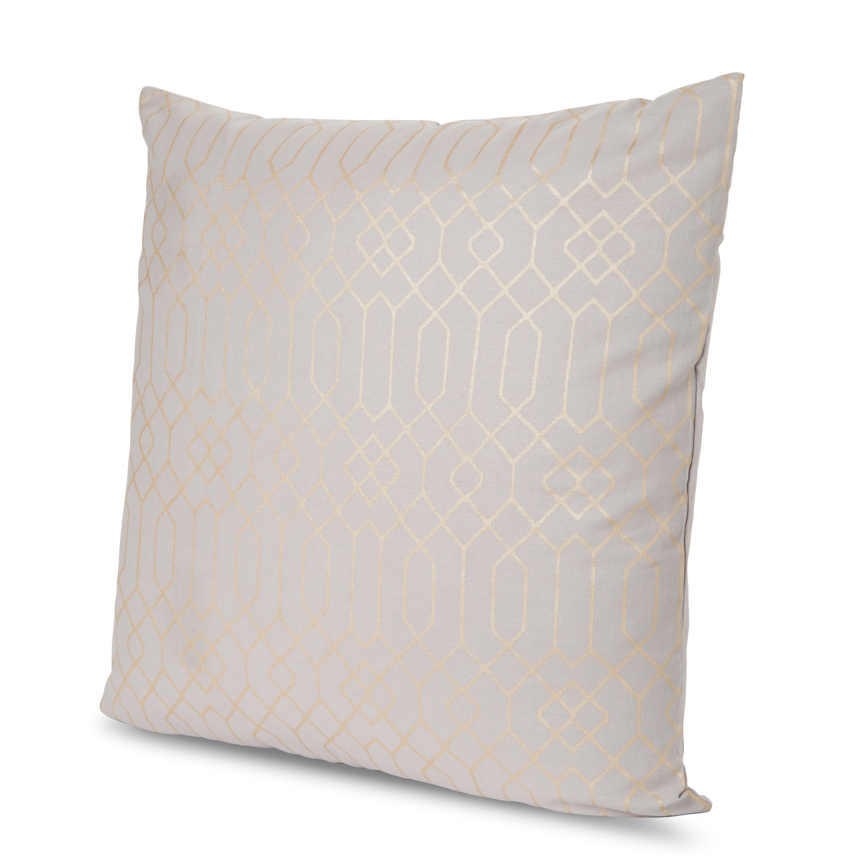 Geometric foil Cushion, Grey | DIY at B&Q