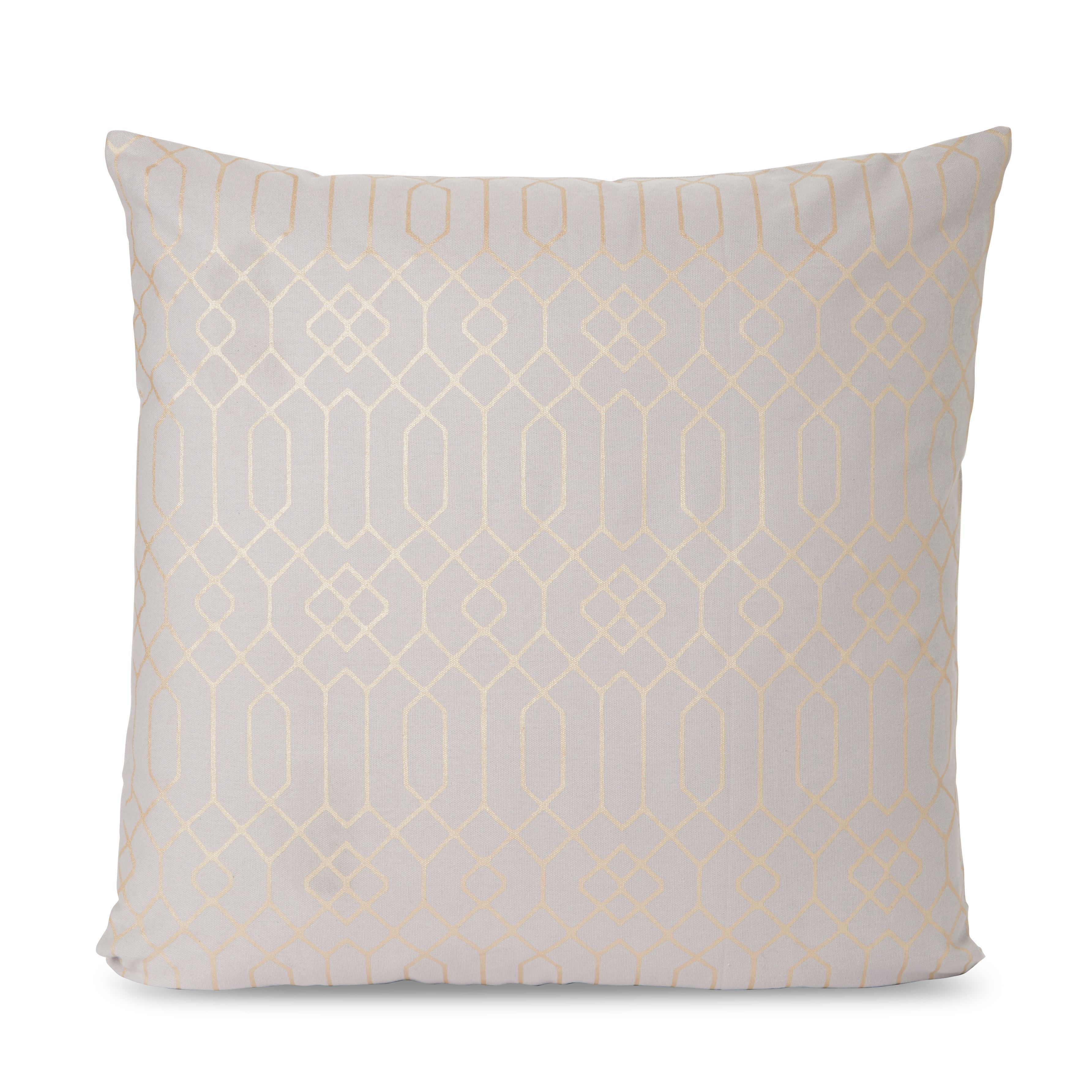 Geometric foil Cushion, Grey DIY at B&Q