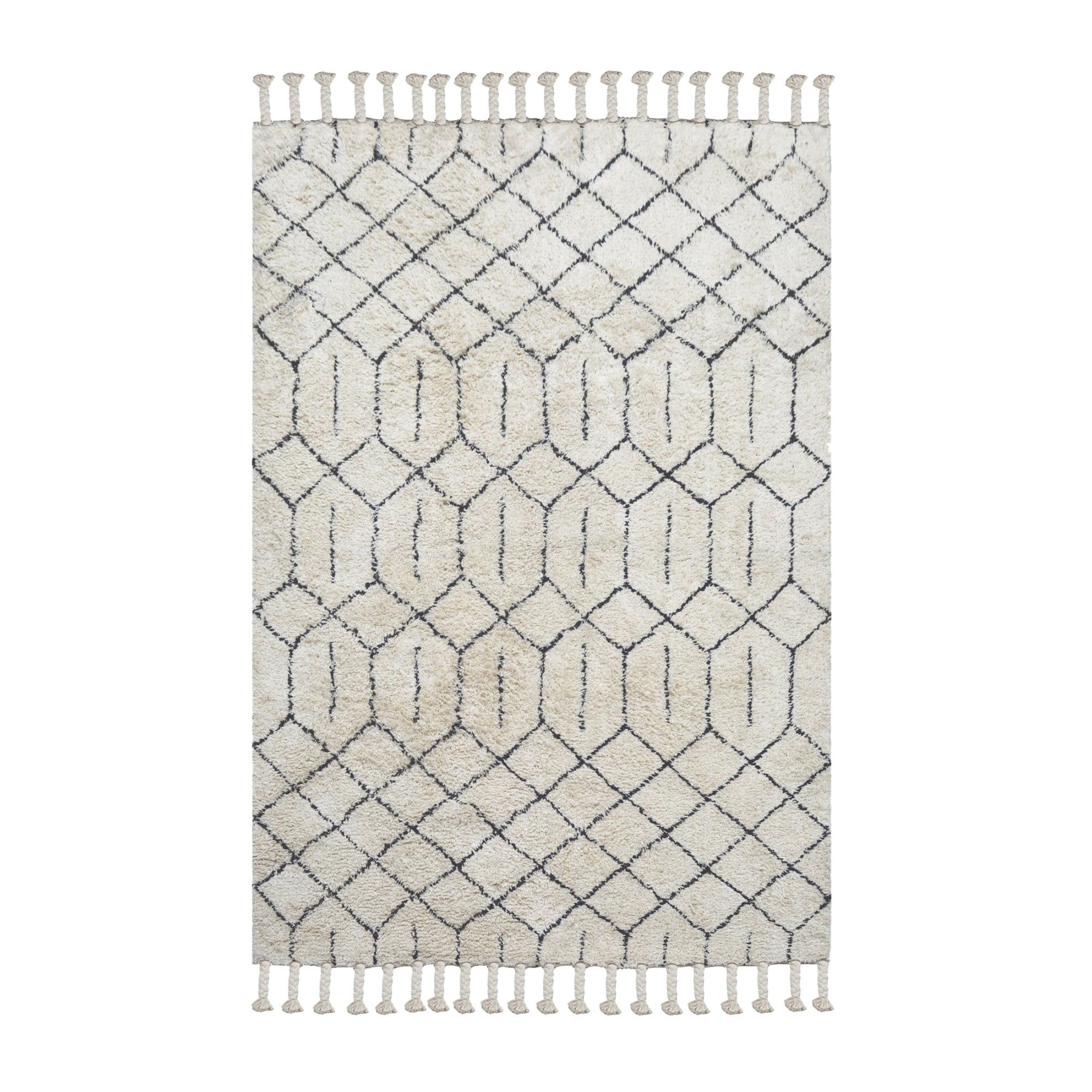 Geometric White & black Rug 170cmx120cm DIY at B&Q