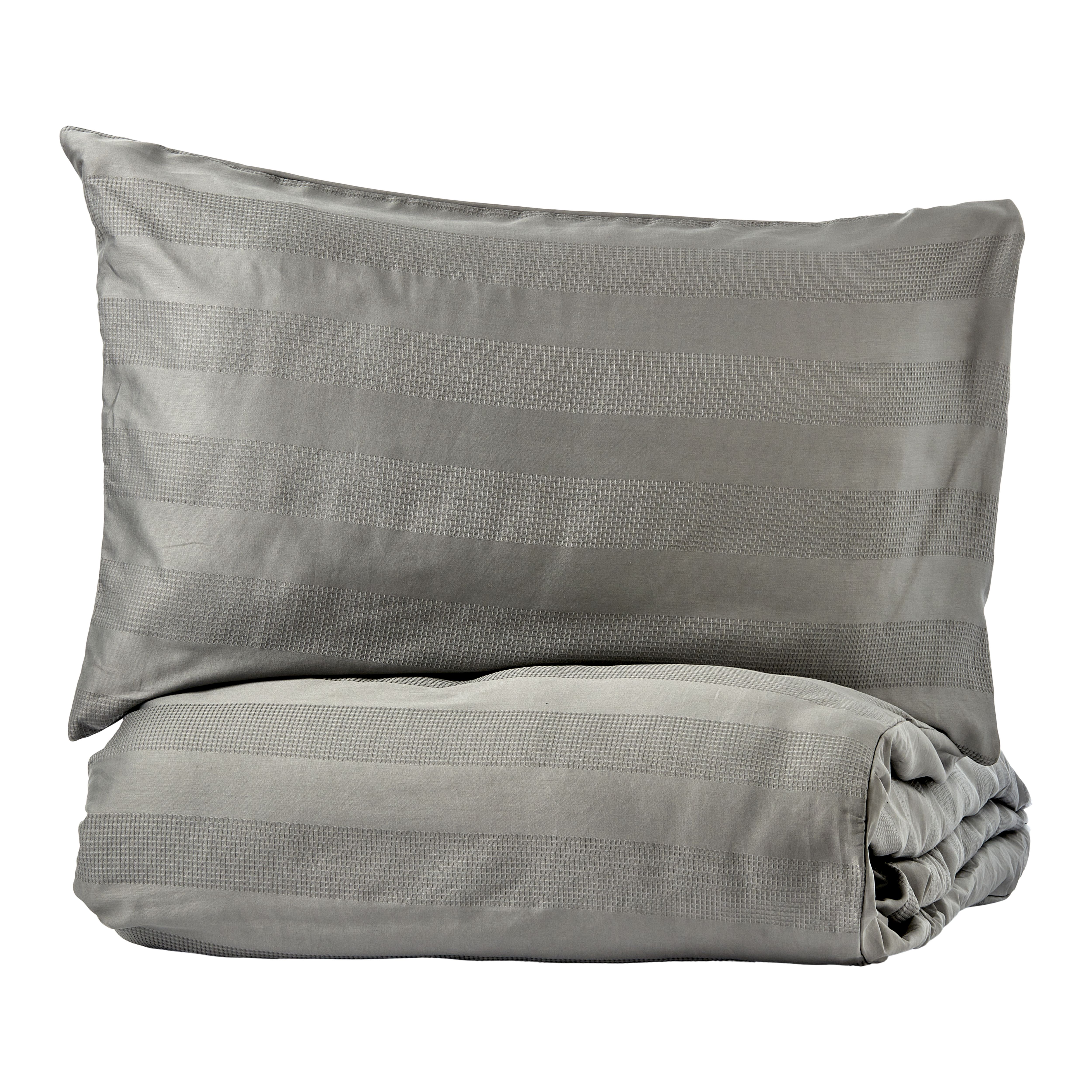 Striped Grey Double Duvet cover & pillow case set DIY at B&Q