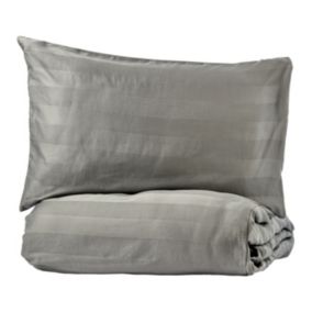 Georgia Striped Grey Double Duvet cover & pillow case set