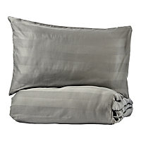 Georgia Striped Grey King Duvet cover & pillow case set