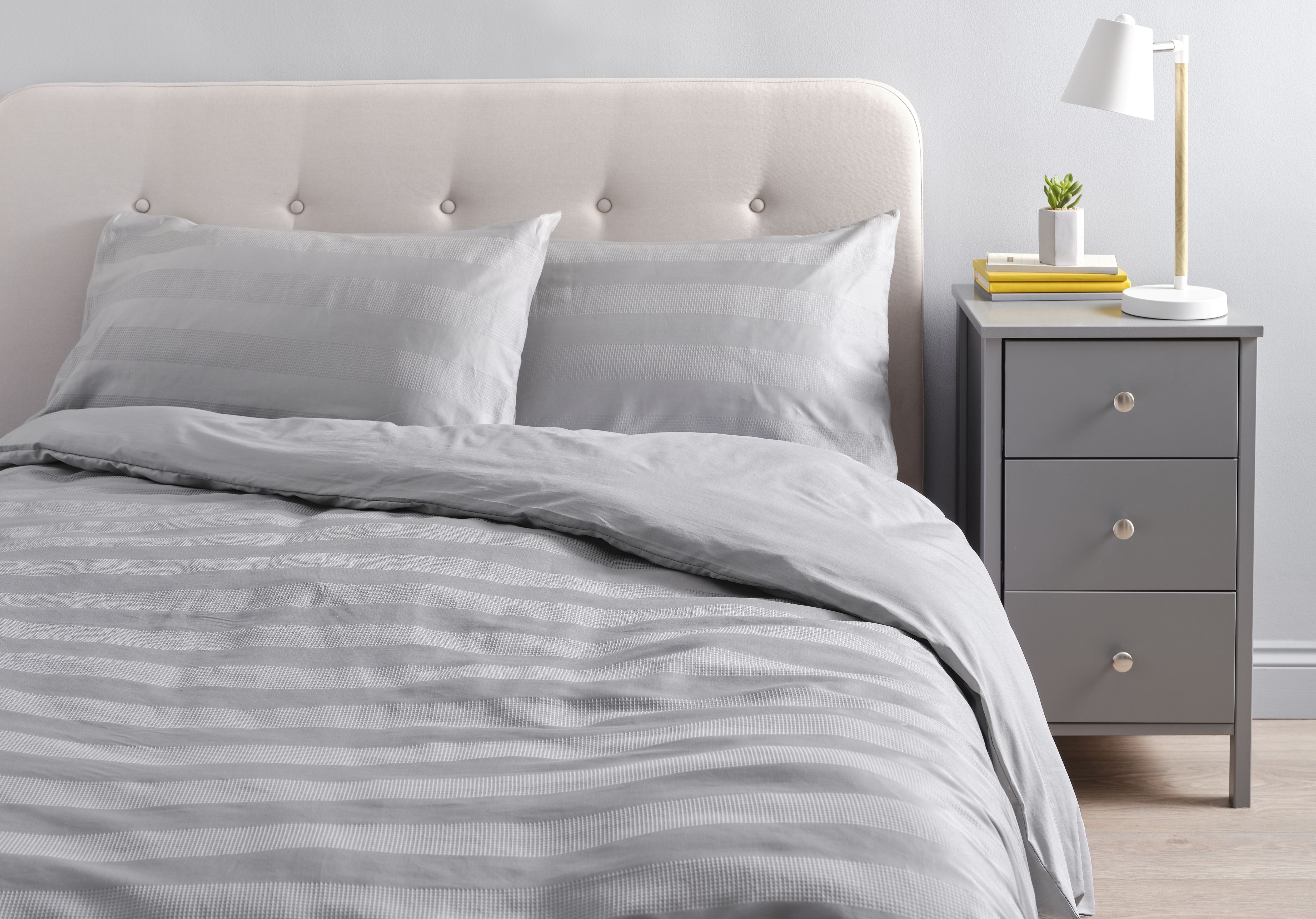 Georgia Striped Grey King Duvet cover & pillow case set