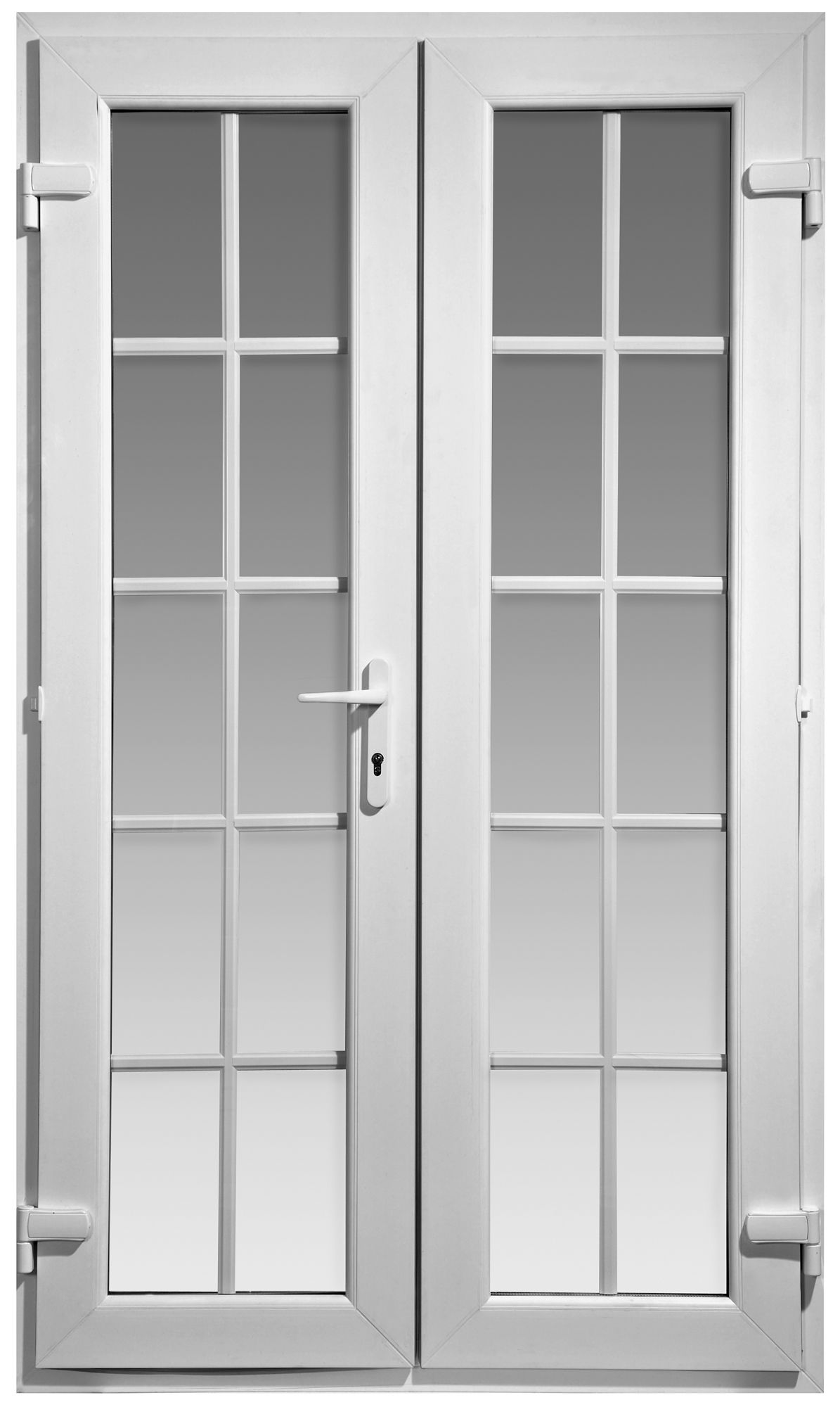 Georgian 10 Lite Glazed White uPVC External French Door set, (H)2055mm (W)1190mm