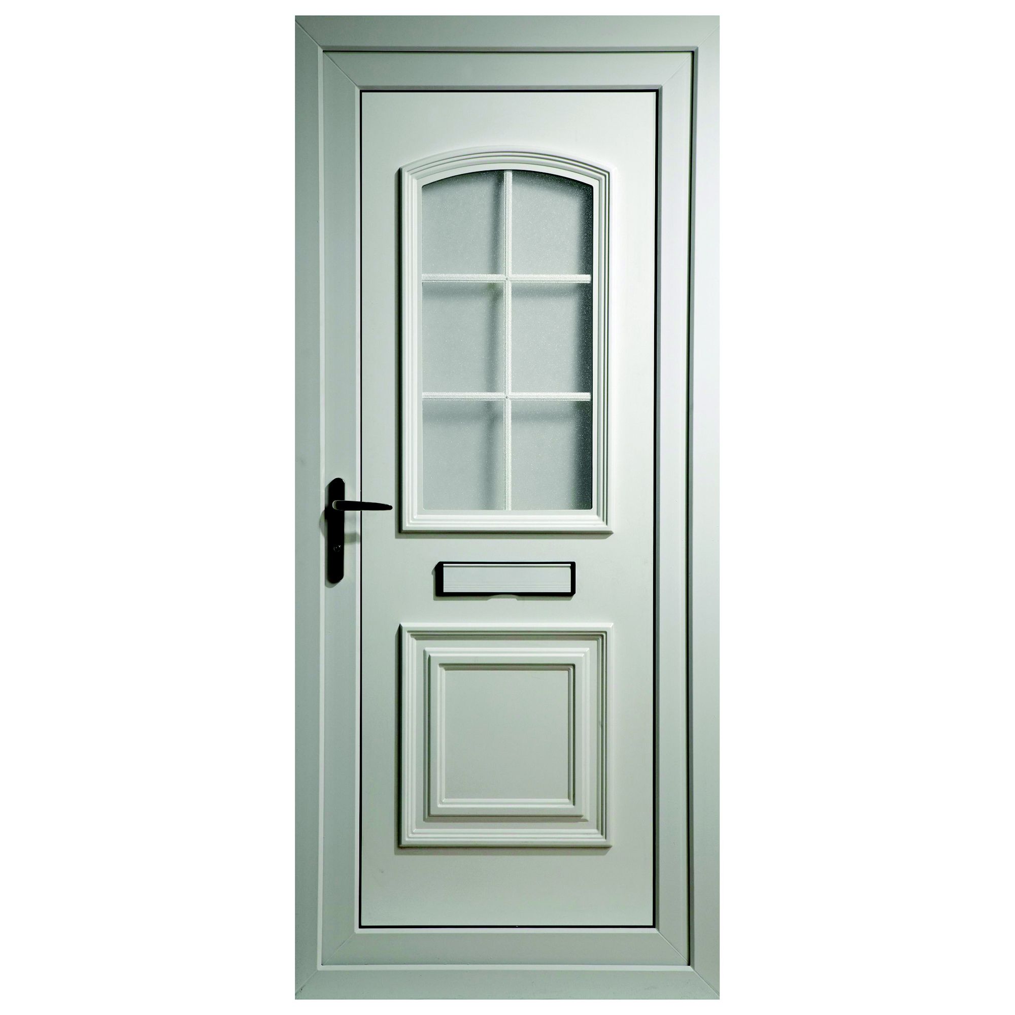 Georgian 2 panel Glazed White LH External Front Door set, (H)2055mm (W)920mm