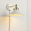 Getty Matt White Gold effect Plug-in Wall light