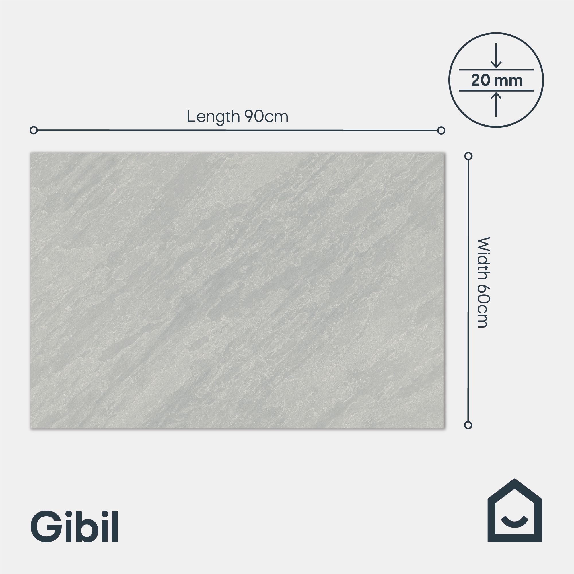 Gibil Greige Matt Stone effect Textured Porcelain Outdoor Floor Tile ...
