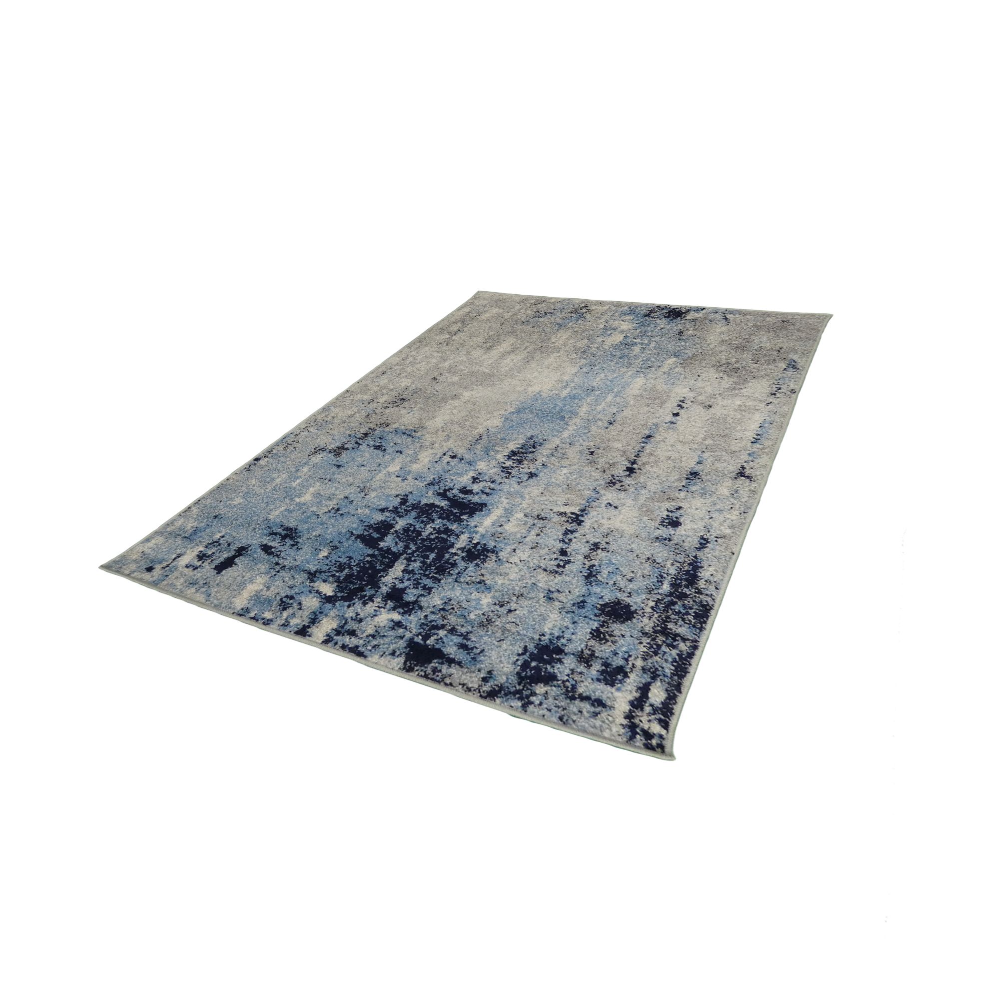 Gilbert Blue & Grey Abstract Small Rug, (L)150cm x (W)80cm