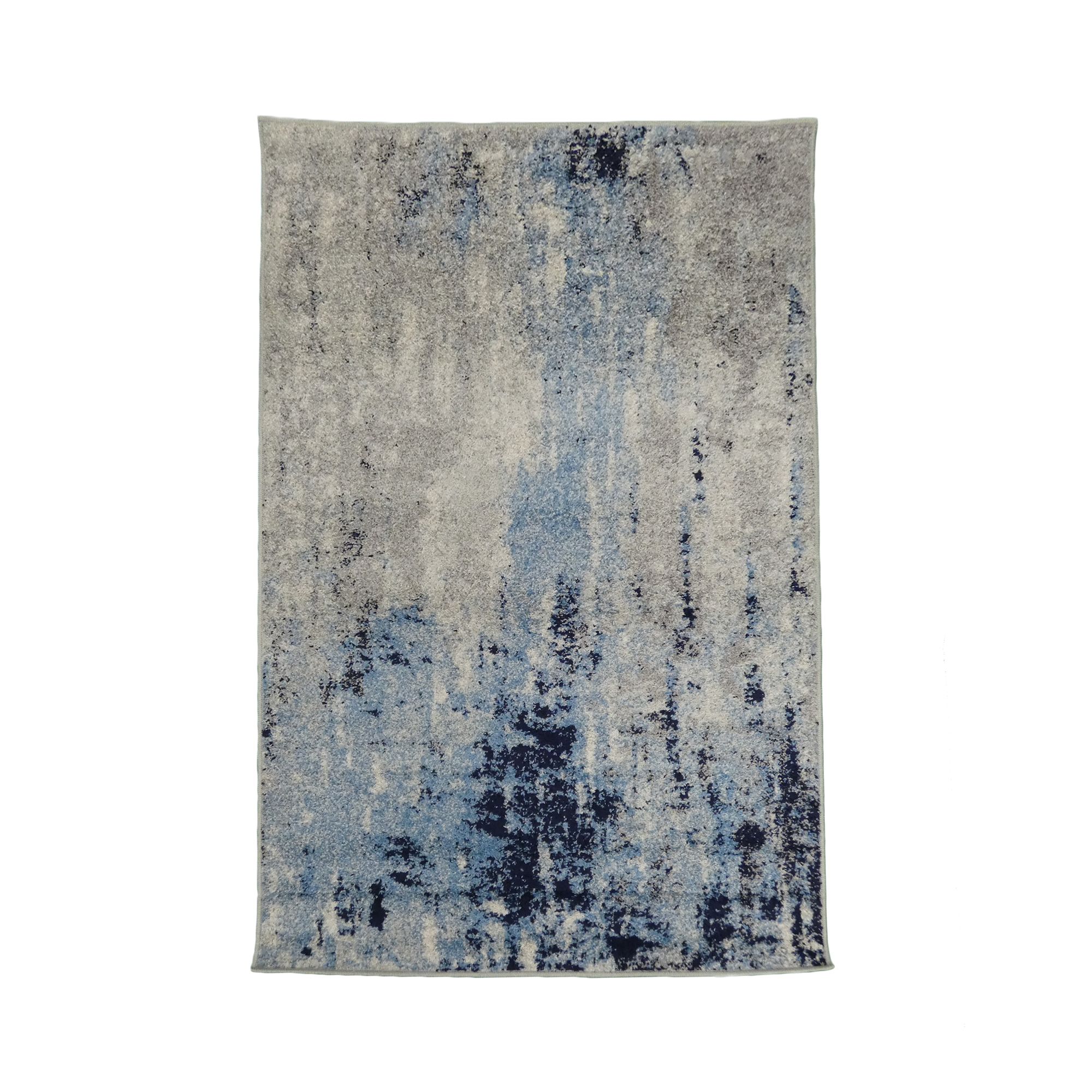 Gilbert Blue & Grey Abstract Small Rug, (L)150cm x (W)80cm