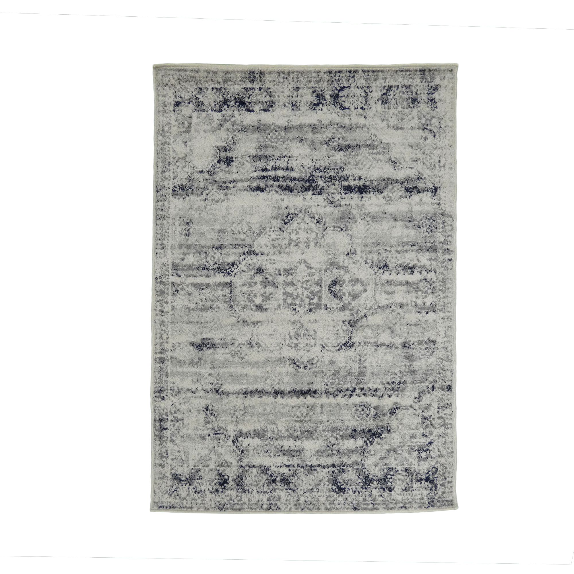 Gilbert Grey & Navy Abstract Small Rug, (L)150cm x (W)80cm