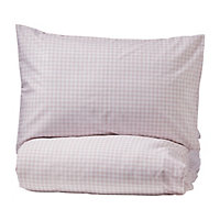 Gingham Check Pink & white Single Duvet cover & pillow case set
