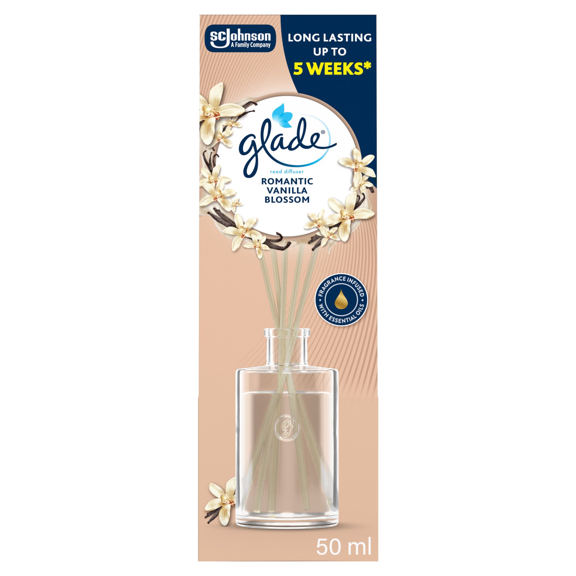 Glade Geurkaars in glas, Romantic Vanilla Blossom, tot 27 uur brandduur, 6-pack (6 x 112 g