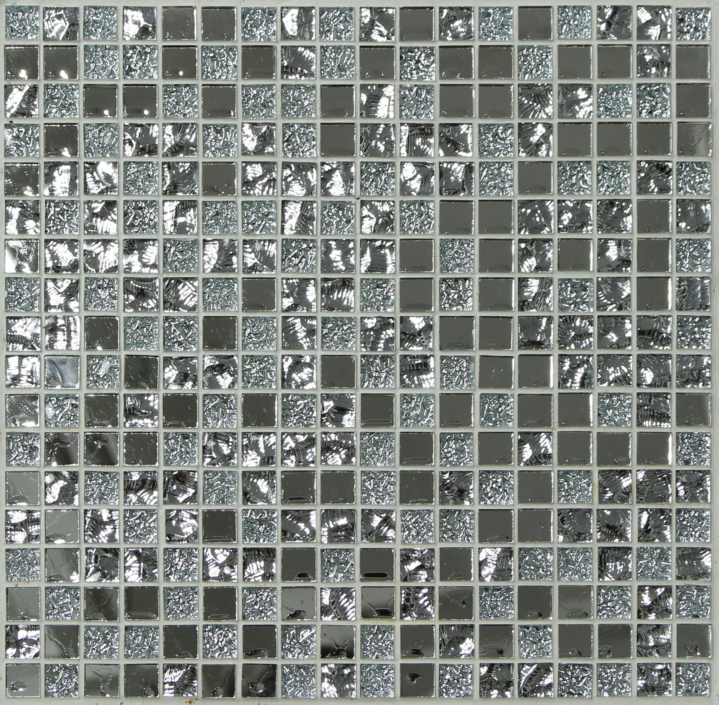Glamour Clear Gloss Mirror effect Glass & marble Mosaic tile, (L)300mm ...