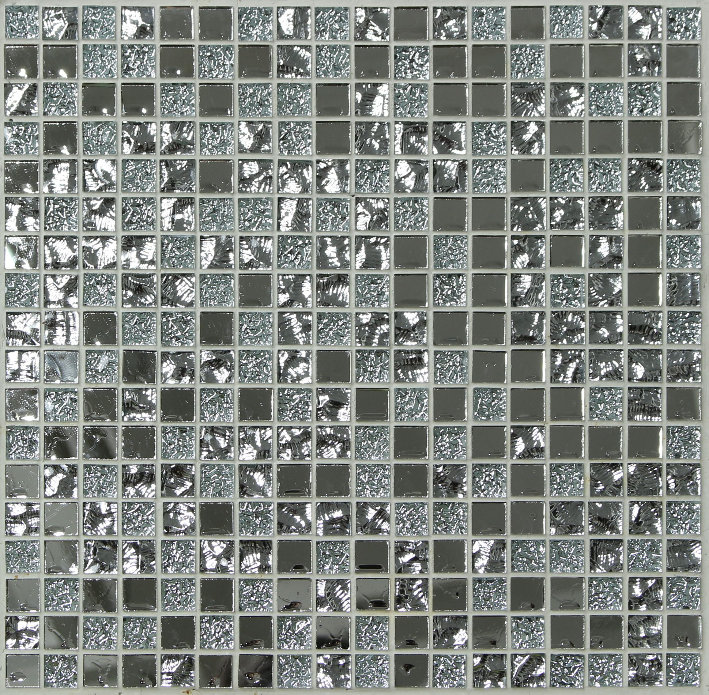 Glamour Clear Gloss Mirror effect Glass & marble Mosaic tile, (L)300mm (W)300mm