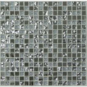 Glamour Clear Gloss Mirror effect Glass & marble Mosaic tile, (L)300mm (W)300mm