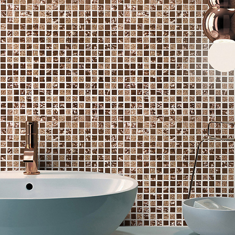 Glamour Polished Bronze Mirror Effect, Mirrored Mosaic Tiles