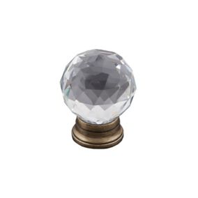Glass, lace & wood Antique brass effect Cabinet Knob (Dia)38mm