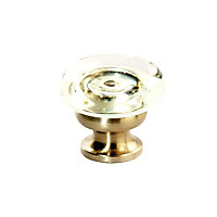 Glass, lace & wood Gold effect Round Furniture Knob (Dia)31.5mm