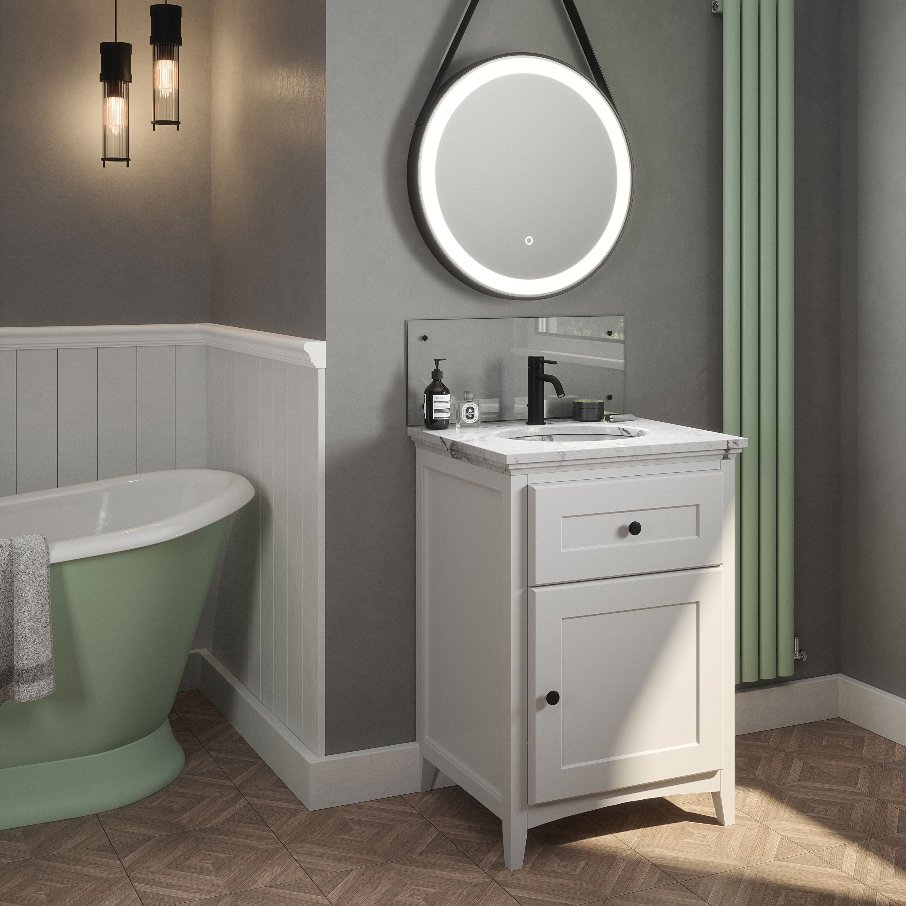 Glass Pre-drilled Bathroom Splashback (H)25cm (W)60cm - Gloss Crystal clear