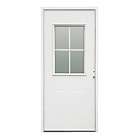 Glazed Flocked White External Front door, (H)2074mm (W)932mm