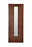 Glazed Flush Walnut veneer Internal Door, (H)1981mm (W)686mm (T)35mm