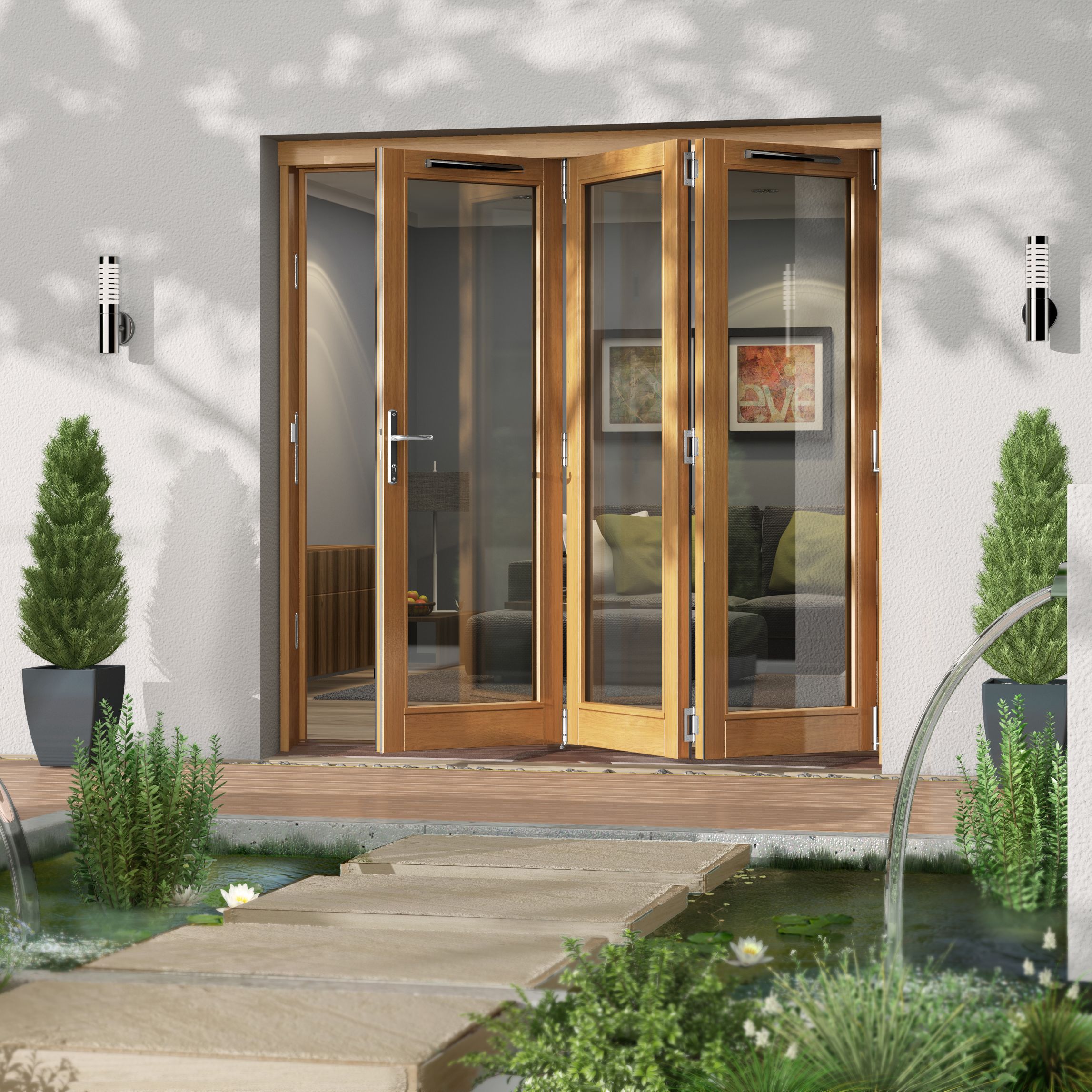 Glazed Golden Oak RH External Folding Patio Door H 2094mm W 2094mm   Glazed Golden Oak Rh External Folding Patio Door H 2094mm W 2094mm~5050818866881 01i