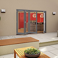 Glazed Grey Timber External 5 Folding Patio door, (H)2094mm (W)3594mm