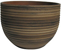 Glazed Terracotta Bamboo effect Ceramic Plant pot (Dia)28cm