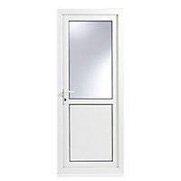 Glazed White LH External Back Door set, (H)2055mm (W)840mm